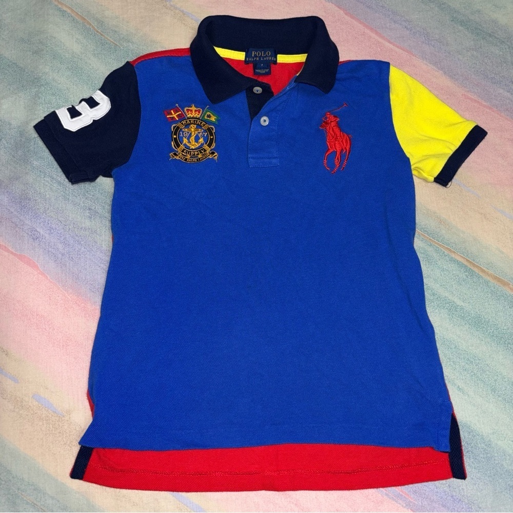 Polo Ralph Lauren Kids Marine Supply Collar Big Pony Shirt Size 7